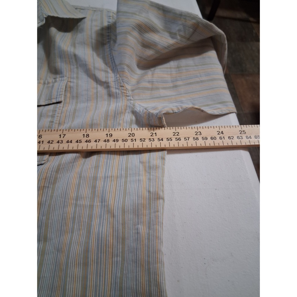 Kate Hill Women Blue Orange Striped Button Down Roll Tab Sleeve Shirt 14W - Picture 6 of 9